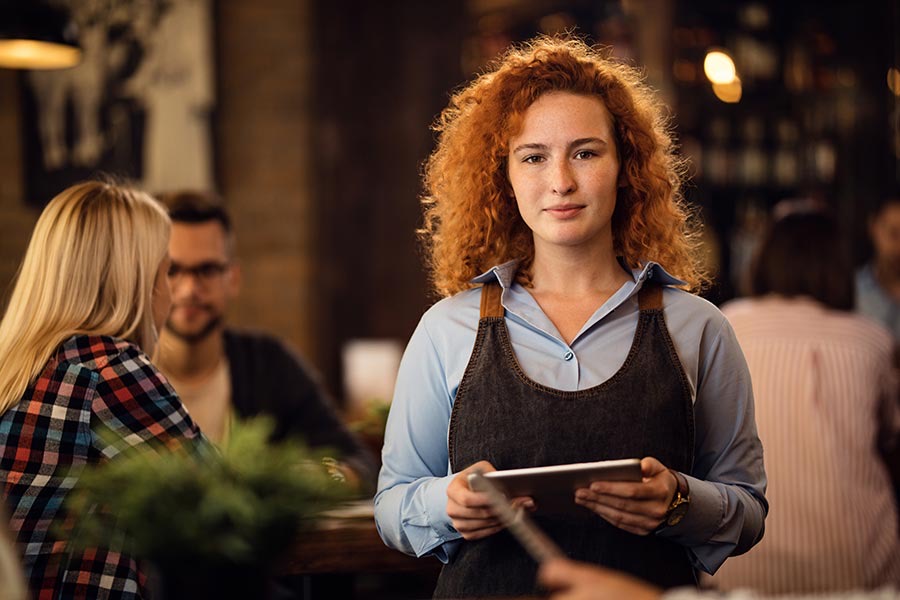 Woman host restaurant