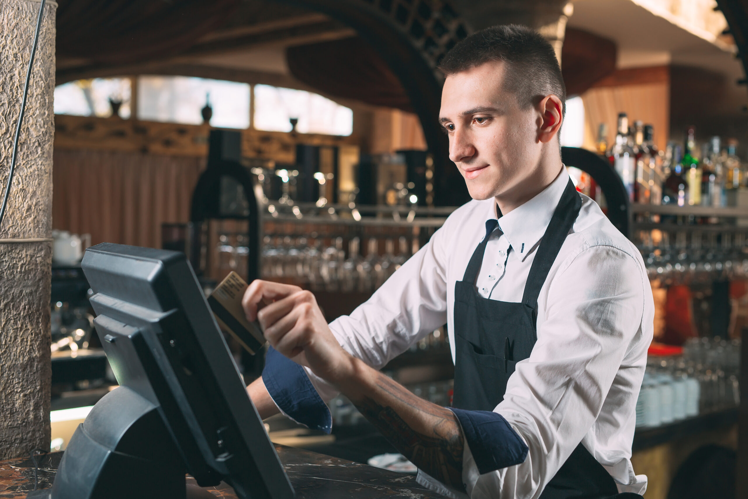 Best restaurant POS system in use at a restaurant counter